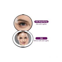 Specchio per trucco bifacciale Specchio a led Specchio cosmetico bifacciale pieghevole Lampada a led Specchio di ricarica usb Nero Rapanda