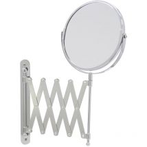 282802 Specchio ingranditore 1x e 3x da parete, specchio cosmetico da parete cromato allungabile fino a 57 cm, diametro ca. 16 cm, argento - Axentia