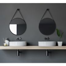 Specchio Rotondo Di Design Black Style, Diametro 50 Cm, Telaio In Alluminio Di Alta Qualità - Talos