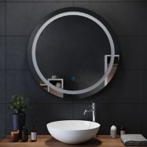 Sirhona - 800mm Specchio Rotondo led a Parete 800mm Specchio Decorazione D'argento Senza Rame con Anti appannamento e Tocco del Sensore Impermeabile