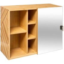 Five Simply Smart – Specchio da Bagno Scorrevole con Organizer in Bambù – Vetro Temperato – 54x20x45 cm, 70x20x45 cm