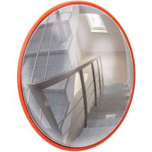 Specchio Stradale ø 30 cm con Supporto Girevole Rosso Infrangibile Materiale Resistente Specchio di Sicurezza Convesso Panoramico per una Maggiore