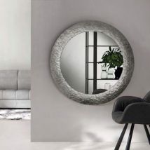 Capodarte - Specchio tondo con cornice in vetro temperato effetto martellato D120 cm nidra Fume'