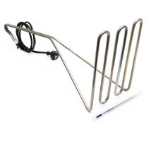 Wiltec Edelstahl Flächentauchsieder Mit Thermometer, 3200 W, Tauchsieder Mit Steckerkabel Zur Heißsterilisation Von Obstsäften