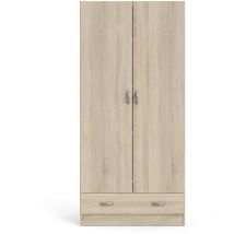 Spell Kleiderschrank 2 Türen und 1 Schublade Eichenstruktur Dekor.
