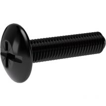 Italiana Ferramenta - Spezialschrauben M6x25 passend zu Schrankrohrlager Oval 4/5/6, Stahl schwarz matt verzinkt - 100 Stück