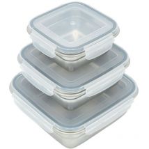 Kit 3 boites inox avec couvercle pp - sans marque