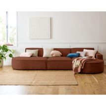 Lisa Design - Spiaggia - rechts - abgerundete form - 5 sitzplätze - aus cordstoff - terrakotta