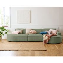 Lisa Design - Spiaggia - Ecksofa Rechts - Abgerundete Form - 5 Sitzplätze - Aus Cordstoff - Salbeigrün