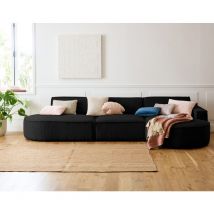 Lisa Design - Spiaggia - rechts - abgerundete form - 5 sitzplätze - aus cordstoff - schwarz