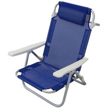 Spiaggina blu con braccioli sedia poltrona relax in alluminio richiudibile