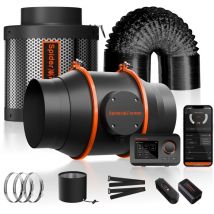 Spider Farmer - 2025 6-Zoll-Rohrventilator 402 cfm, Abluftventilator, Aktivkohlefilter und Kanalbausätze mit GGS-Steuersätzen