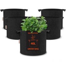 Spider Farmer - Lot de 5 sacs de culture de 11 gallons avec poignées en tissu pour plantes d'aération de jardin