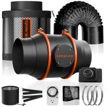 Ventilateur en ligne de 15,2 cm avec filtre à charbon et conduits d'aération - Spider Farmer