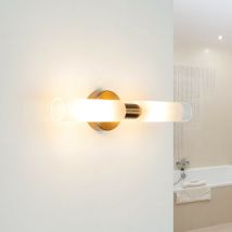 Spiegelleuchte Badezimmer 22 Cm Breit 2x G9 Metall Glas Wandleuchte Bad Bilderleuchte Wohnzimmer