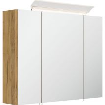 Spiegelschrank 80cm Inkl. Design Led-lampe Und Glasböden Eiche Gold
