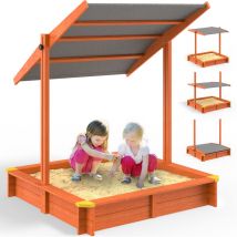 Spielwerk - Bac à sable en bois d'épicéa avec toit réglable de protection uv jeu pour enfants extérieur jardin -Max (de)
