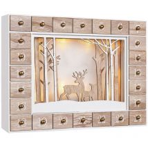 Calendario dell'Avvento Riutilizzabile 24 Cassetti da Riempire Luci a led Effetto 3D Legno diy Personalizzabile Winterwald (de) - Spielwerk