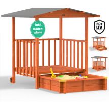 Spielwerk - Sabbiera con Tetto Veranda Protezione uv 50 Legno Ecologico Sandbox per Bambini Gioco Esterno Playhouse Merle (de)