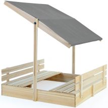 Spielwerk - Sandpit with Canopy or porch Corner Protection Floor Mat uv 50 Wood Environmentally Friendly Glaze Sand Box Kids Children Playing Set