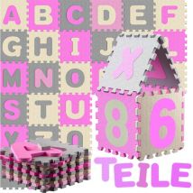 Tappeto Puzzle xxl da 86 Pezzi per Bambini 3,3m² Tappeto per Gattonare con Lettere e Numeri abc Protezione Pavimento Apprendimento in Gommapiuma Pink