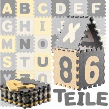Tappeto Puzzle xxl da 86 Pezzi per Bambini 3,3m² Tappeto per Gattonare con Lettere e Numeri abc Protezione Pavimento Apprendimento in Gommapiuma