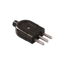 Spina Italiana 2P+T 10A S11 Nera Uscita Cavo Dritto