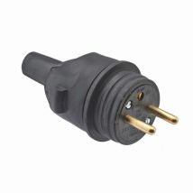 Spina in gomma impermeabile 2P+T 16 amp uscita cavo dritto Debflex Nero - 713200