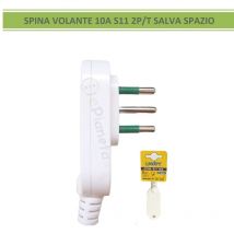 Spina elettrica volante 10A 2P/T S17 salva spazio presa grande uscita cavo assiale bianco 250V per prolunga