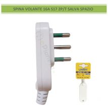 Spina elettrica volante 16A 2P/T S17 salva spazio presa attacco grande uscita cavo assiale bianco 250V per prolunga