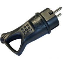 Spina Schuko Volante Gomma Con Contatto Messa a Terra 16A/250v IP44 Con Maniglia Nera