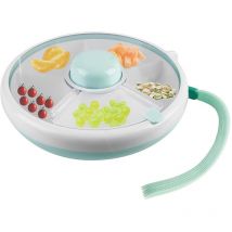 Sinbinta - Spinner à collation avec dragonne, bol à collation avec couvercle et compartiments, assiette à collation, melon, bonbons, organisateur de