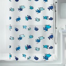 Cortina de ducha peva hugo 180x200cm Azul y Blanco Spirella