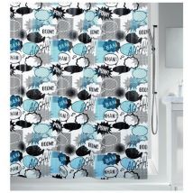 Rideau de douche peva wow 180x200cm Bleu & Noir Spirella