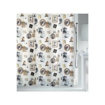 Rideau de douche Polyester pose 180x200cm Noir & Or Spirella