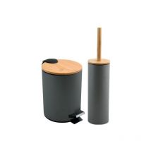 Spirella - Set Poubelle à pédale 5L & Brosse Wc adonis Gris