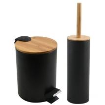 Spirella - Set Poubelle à pédale 5L & Brosse Wc adonis Noir Mat