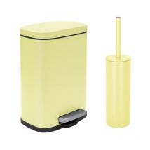 Set Poubelle à pédale 5L & Brosse Wc AKIRA Jaune mat Spirella