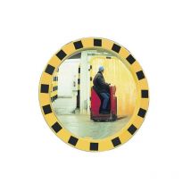 Sicherheits-/Verkehrsspiegel D.600 mm Kunststoff, gelb/schwarz für 2 Richtungen 11 m