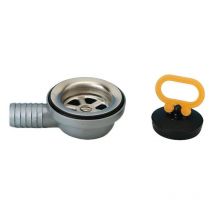 Lira - Spülbeckenablauf aus Edelstahl, abgewinkelt, mit Nippel, Durchmesser 25mm