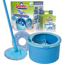 Aqua Revolution System, Set Mop e Secchio, Separa l'Acqua Sporca da Quella Pulita, Pulisce Pavimenti in Laminato, Legno e Piastrelle, Mop Piatto con