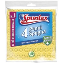 Panno Spugna 4 Pezzi 18x19 cm – Fibre di cellulosa e cotone – Antibatterico con zinco piritione – Spontex