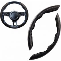 Sport Couvre Volant Voiture Forme Ronde & d Universel Suède/Fibre de Carbone Mode Housse Volant Voiture Segmentées Respirant Antidérapant 38cm(15'),