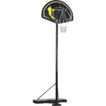 2.3-3m Height Adjustable Basketball Hoop and Stand, Portable Wheels - Black, Yellow and White - Sportnow