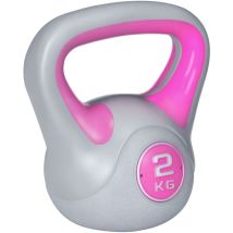 Sportnow - 2kg Kettle Bell with Handle for Home Gym, Pink and Grey