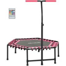 Sportnow - 45'' Fitness Trampoline with Adjustable Handle, led Lights, Pink'