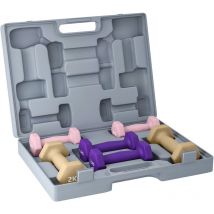 Sportnow - 9kg Hex Dumbbells Set with Carry Case, 2 x 1kg, 2 x 1.5kg, 2 x 2kg