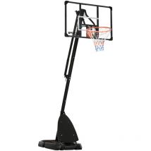 Adjustable Basketball Hoop with Weighted Base, Wheels, 2.4-2.9m - Black and red - Sportnow