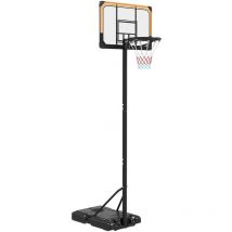 Sportnow - Basketball Backboard Hoop Net Set System w/ Wheels, 182-213cm - Black - Black
