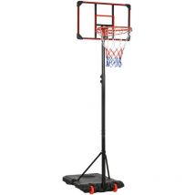 SPORTNOW Kids Adjustable Basketball Hoop and Stand w/ Wheels, 1.8-2m - Black and Red